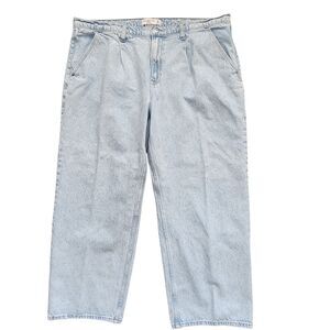 A & F Loose High Rise Pleated Jeans 18s Lite Wash Y2K Coastal Soft Baggy Trouser